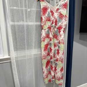 Lucky Brand Floral Print Dress - Red, Green, White